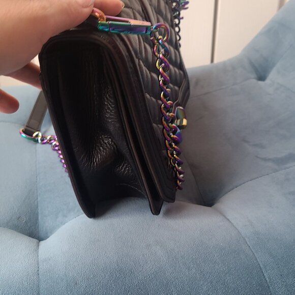Rebecca Minkoff Iridescent Holograph Love Black /Oil Slick Leather Bag and Dust - Picture 5 of 15